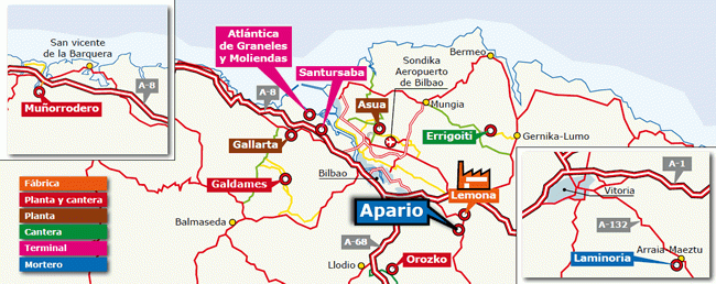 Localizacin mapa de la planta de Apario - Mortero