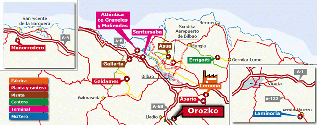 Localizacin mapa de la planta de Orozko - Hormign