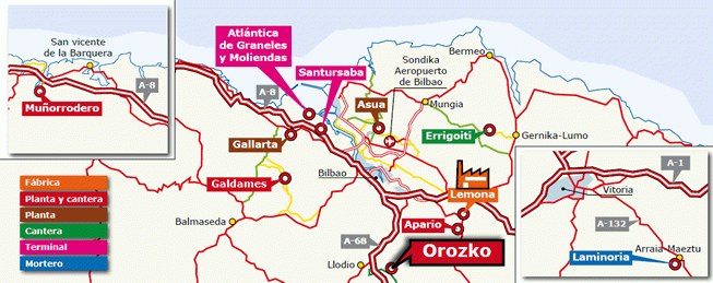 Localización mapa de la planta de Orozko - Hormigón